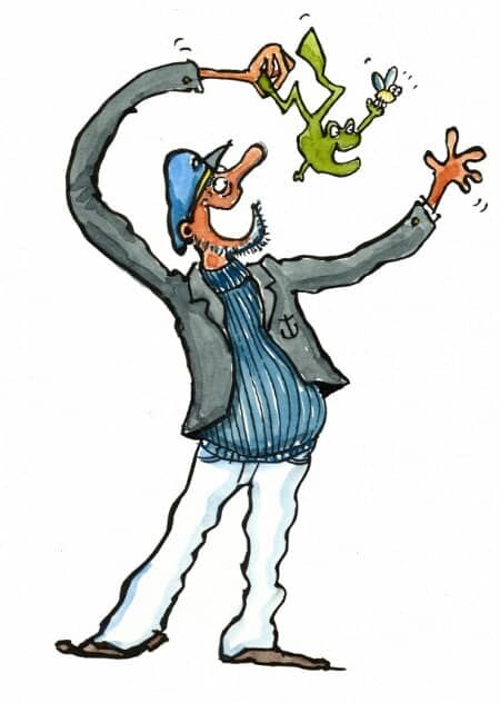 Man eating frog to show off
