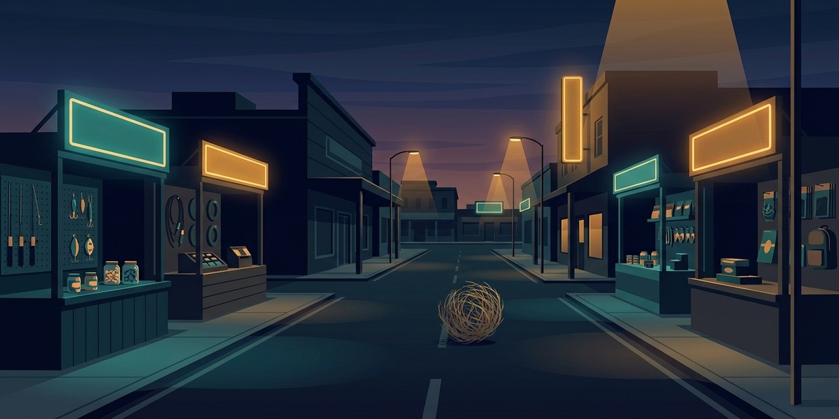 MOQ push or pull - ghost town with pristine vendor storefronts and no customers