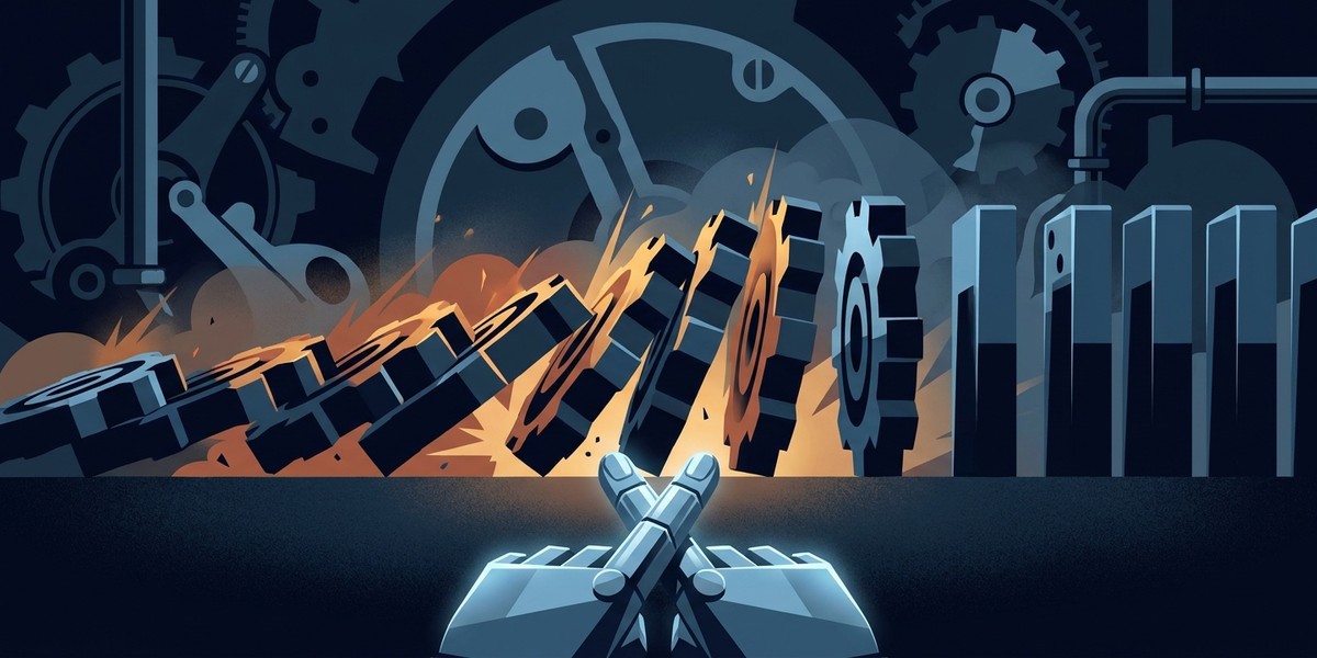 Inevitable domino chain representing Chrome release impact on WebRTC