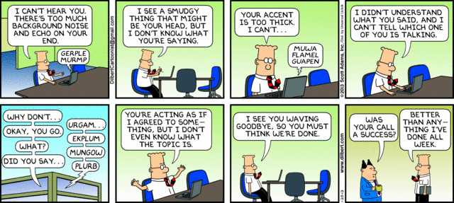 Dilbert in a video conference