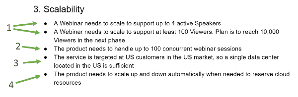 Scalability requirements example for WebRTC