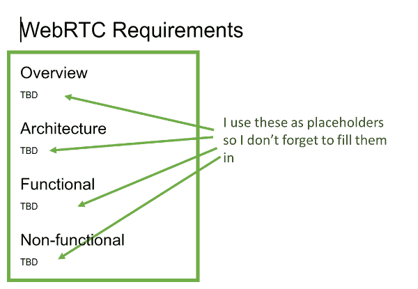 WebRTC requirements document structure